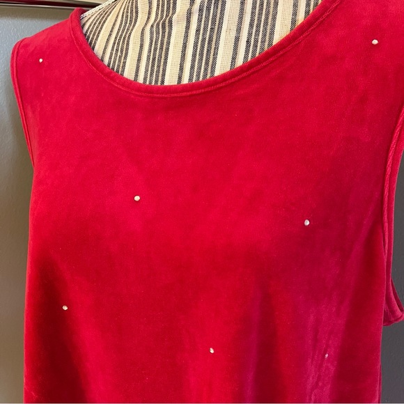 The Quacker Factory Womens Vintage Red Velour Top Holiday Festive Rhinestones XL - Picture 2 of 13